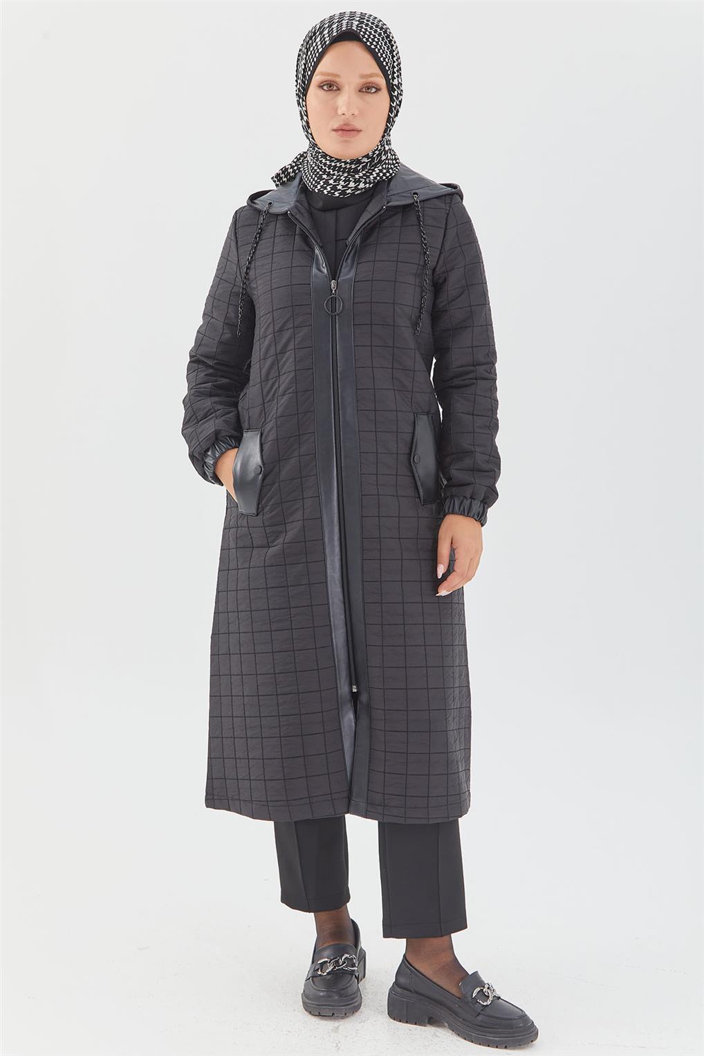 SİTARE KAPŞONU DERİLİ KAPİTONE GİY ÇIK 3159- Siyah