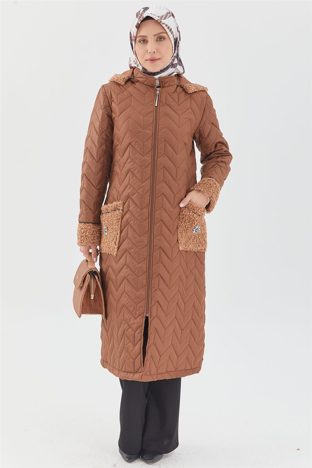 SİTARE KOL VE CEP BUKLET GİYÇIK 1004- Kahverengi