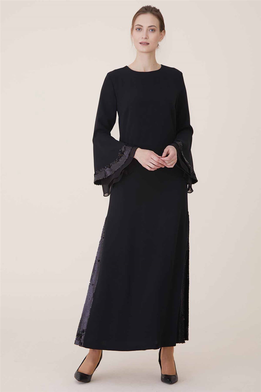 Sitare Pulpayet Elbise 20K5193- Siyah