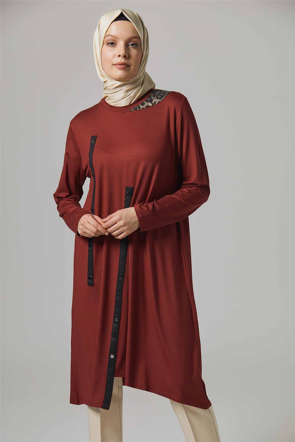 Sitare Rivet Çakmalı Tunik 6159- Bordo