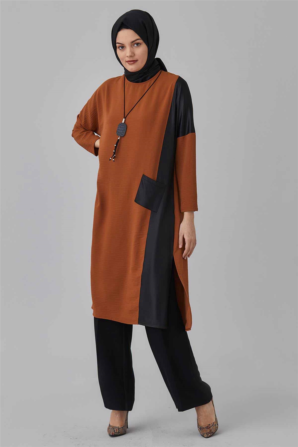 Sitare Uzun Tunik 20YŞNTNK393- Taba