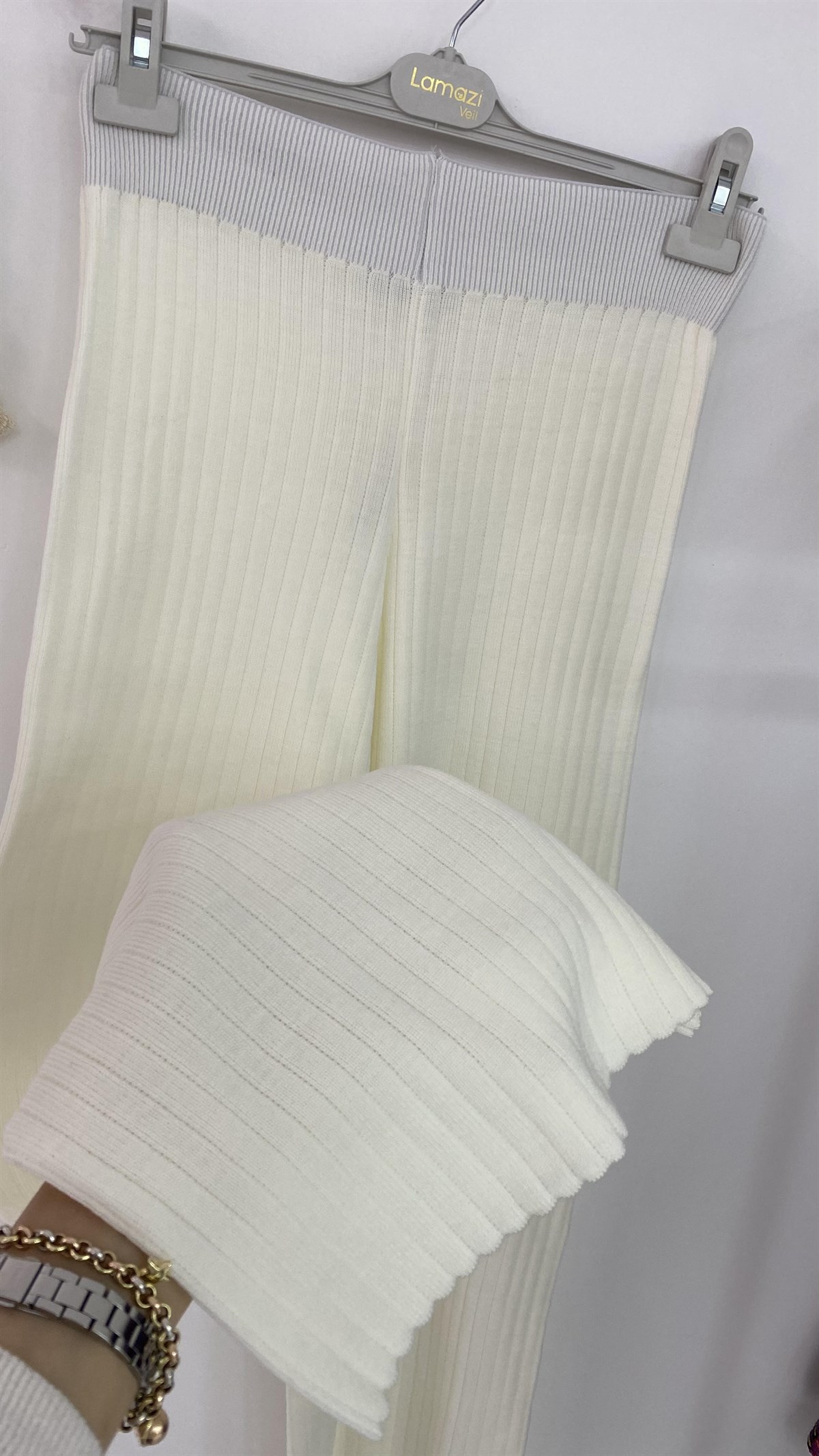 Fitilli Triko Pantolon Ekru