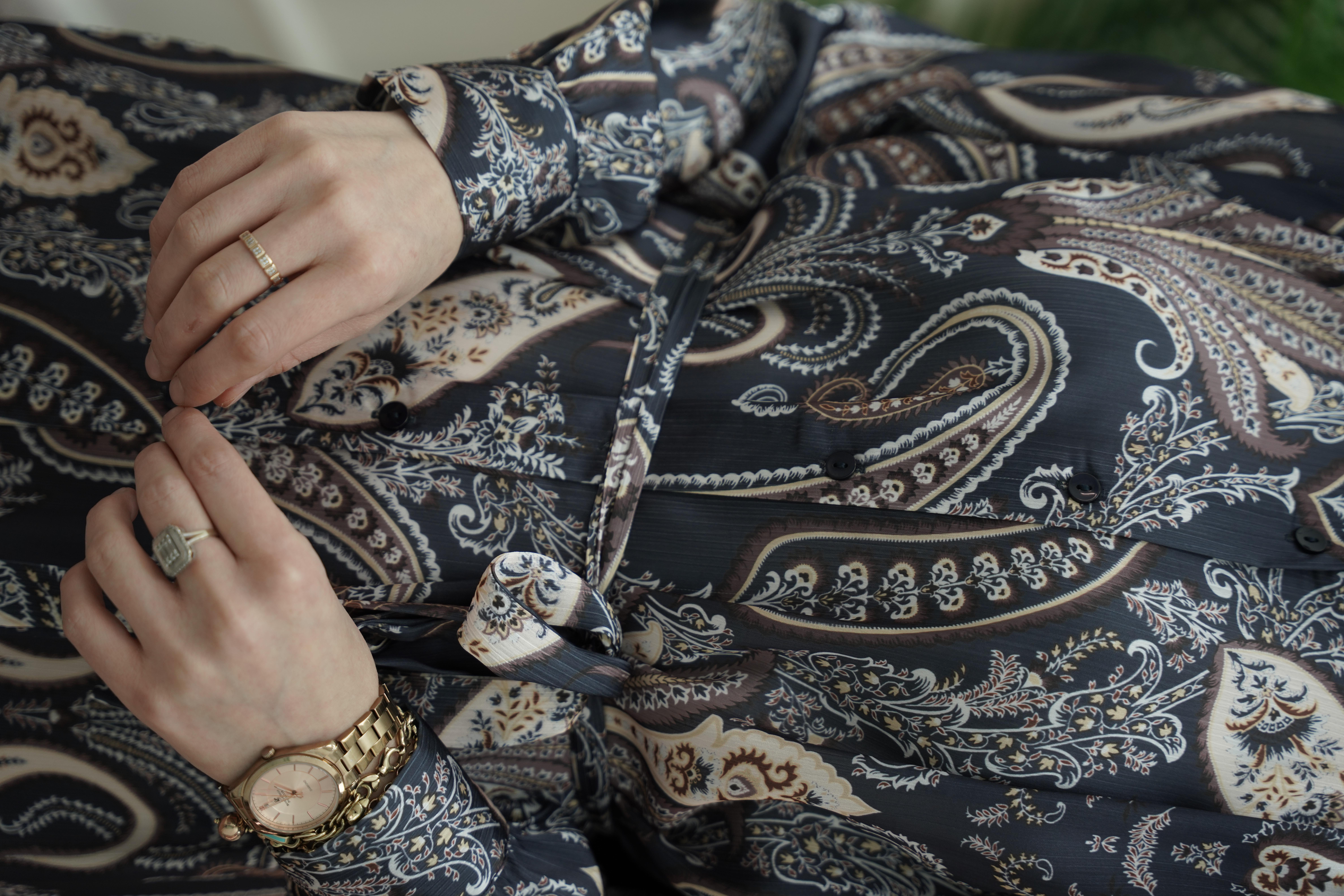 Şal Desen Lacivert Gömlek