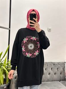 10668 Nakış Sweat Siyah