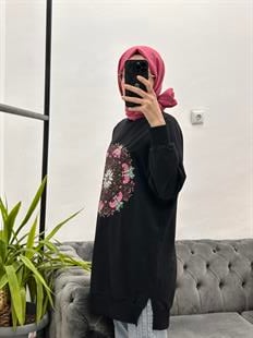 10668 Nakış Sweat Siyah