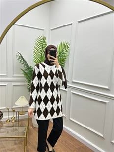 Baklava Triko Kahve Beyaz