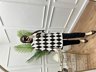 Baklava Triko Kahve Beyaz