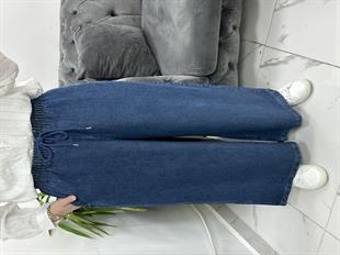 Beli Lastikli Bol Paça Koyu Kot