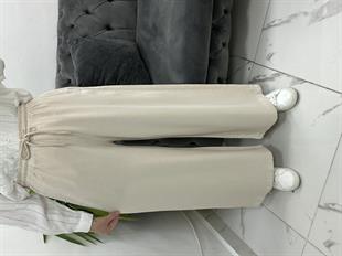 Beli Lastikli Bol Paça Krem