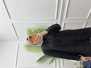 Boncuk İşlemeli Gömlek Siyah