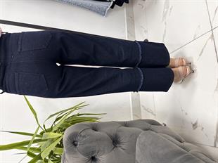 Boncuklu Denim Koyu Mavi