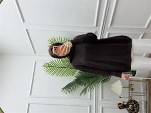 Düğmeli Triko Simli Kahve