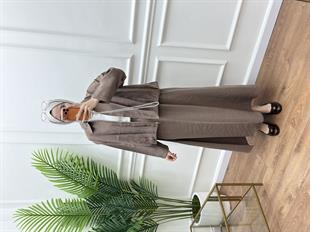 Fermuarlı Etekli Takım Kahve