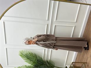 Fermuarlı Etekli Takım Kahve