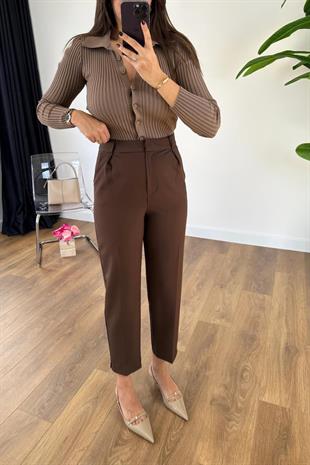 Fit Kumaş Pantolon Acı Kahve