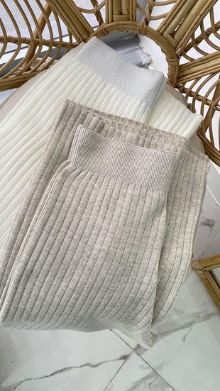 Fitilli Triko Pantolon Ekru