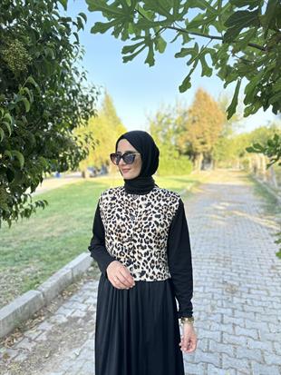 Leopar Crop Yelek