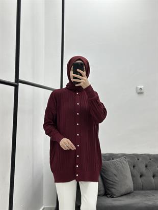 Merserize Hırka Bordo