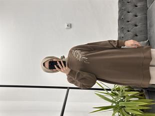 Omzu İşlemeli Tunik Kahve