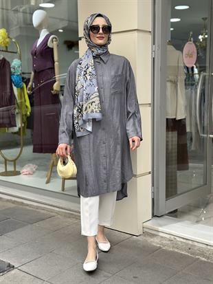 Pamuk Tam Boy Gömlek Antrasit