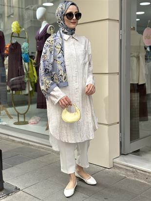 Pamuk Tam Boy Gömlek Taş