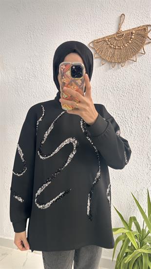 Pullu Scuba Sweat Siyah