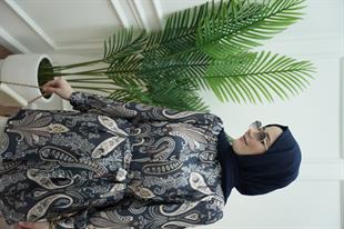 Şal Desen Lacivert Gömlek