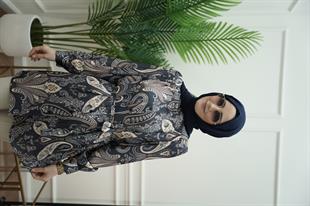 Şal Desen Lacivert Gömlek