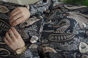 Şal Desen Lacivert Gömlek