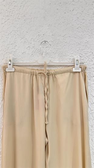 Saten Krem Pantolon