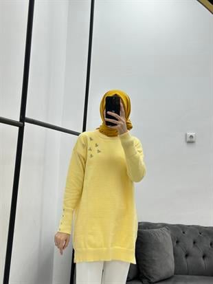 Taşlı Yumoş Triko Sarı