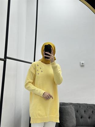 Taşlı Yumoş Triko Sarı
