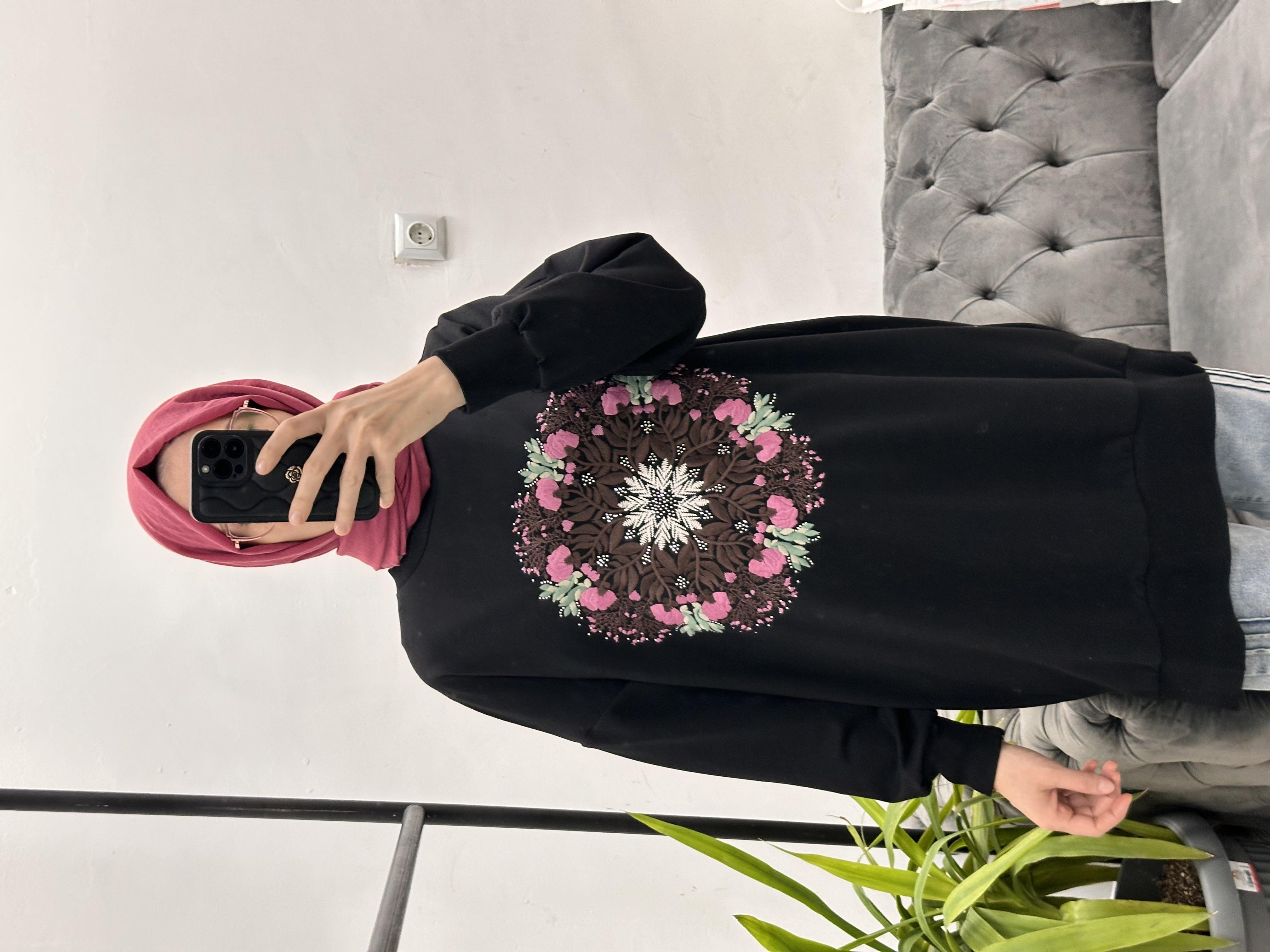 10668 Nakış Sweat Siyah