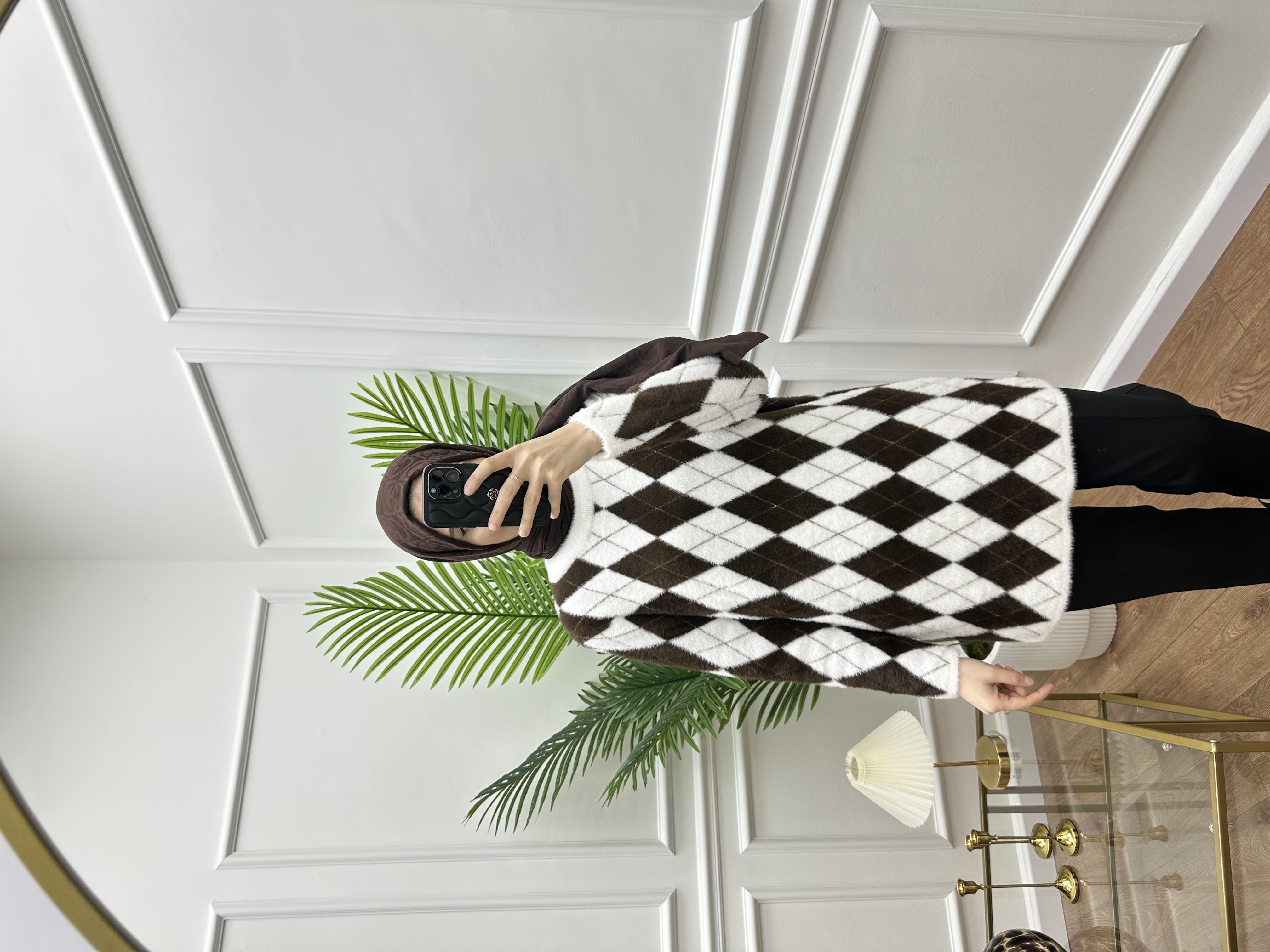 Baklava Triko Kahve Beyaz