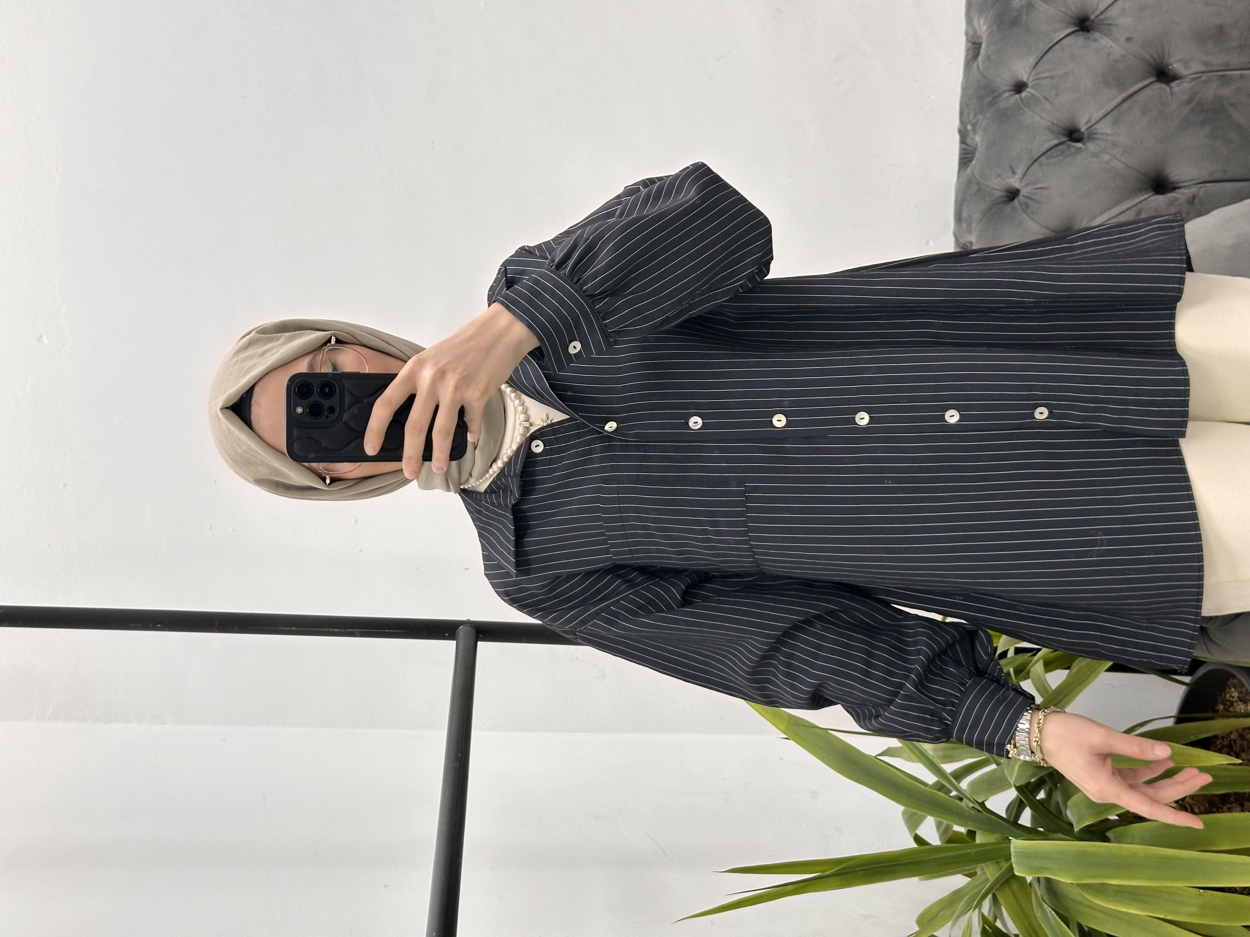 Çizgili Modal Gömlek Siyah