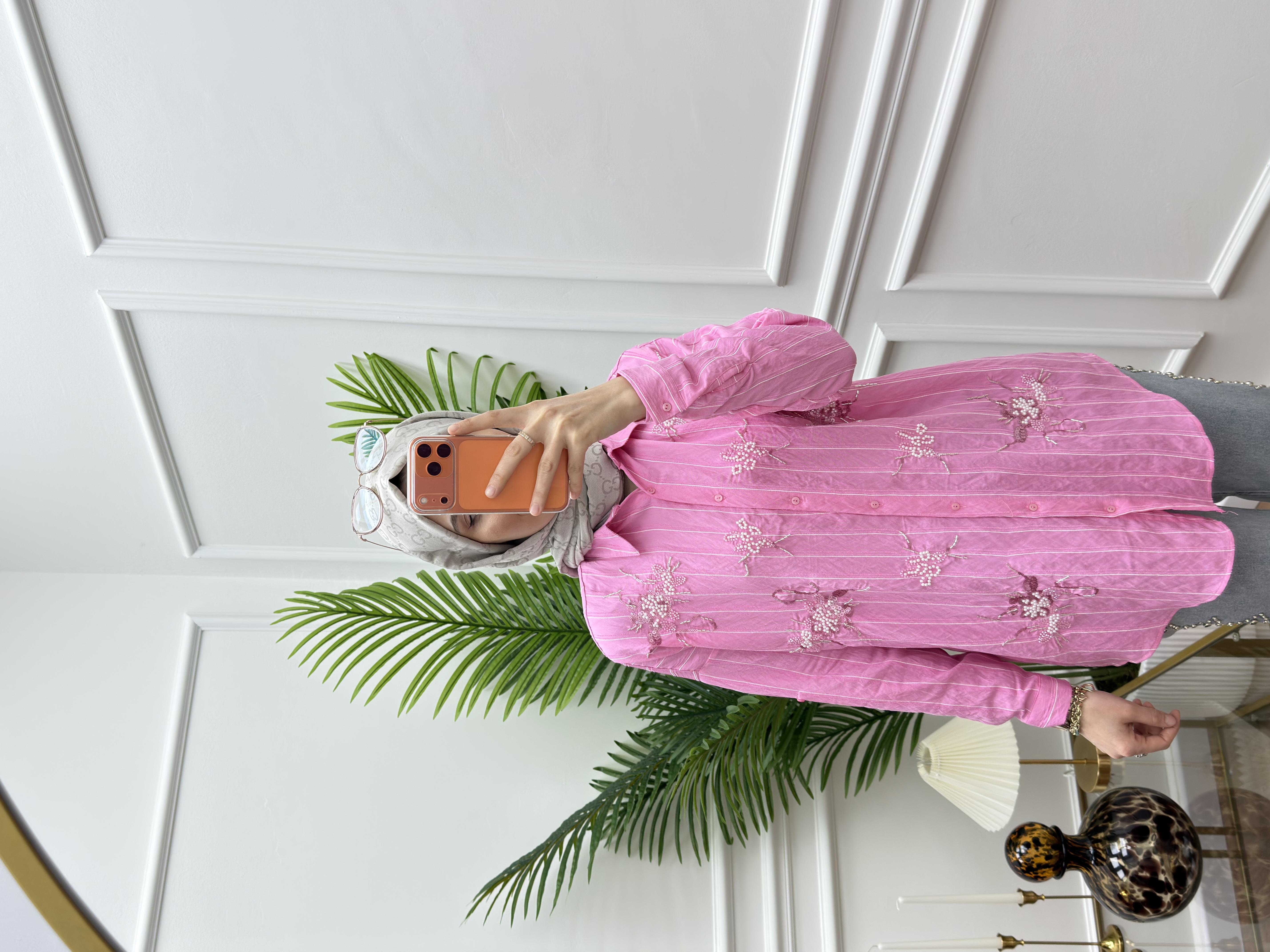 Faros Çizgili Pembe Gömlek