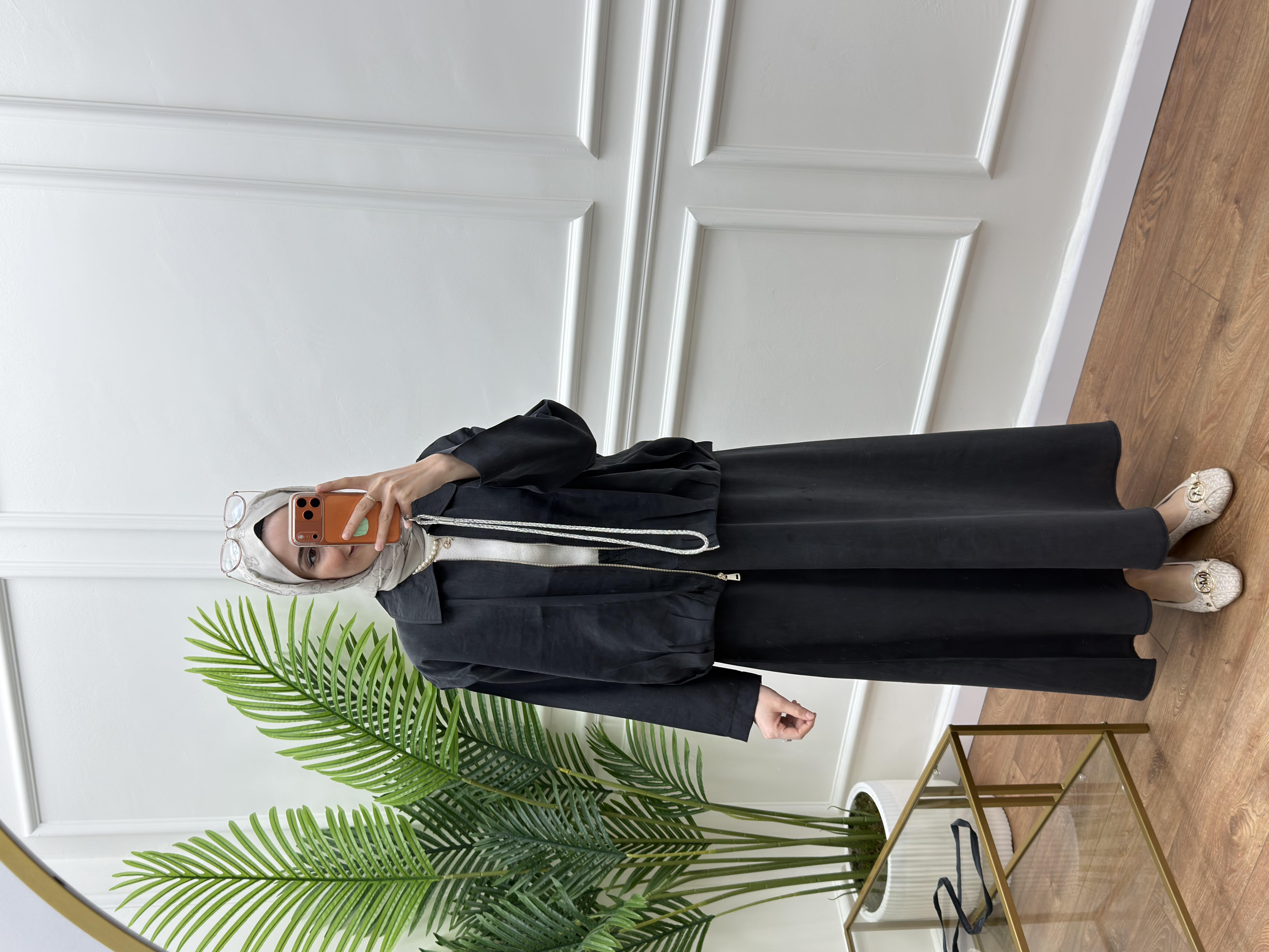 Fermuarlı Etekli Takım Siyah