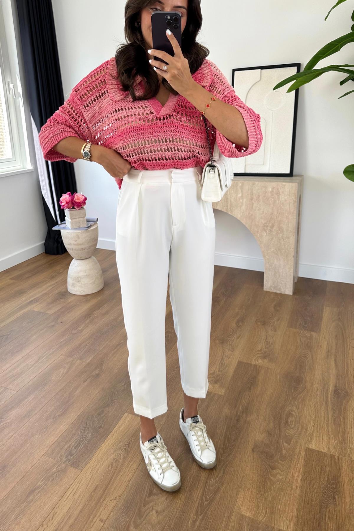 Fit Kumaş Pantolon Beyaz