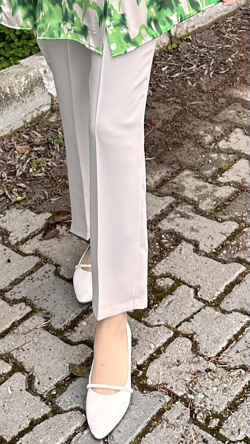 İpek Krep Pantolon Taş