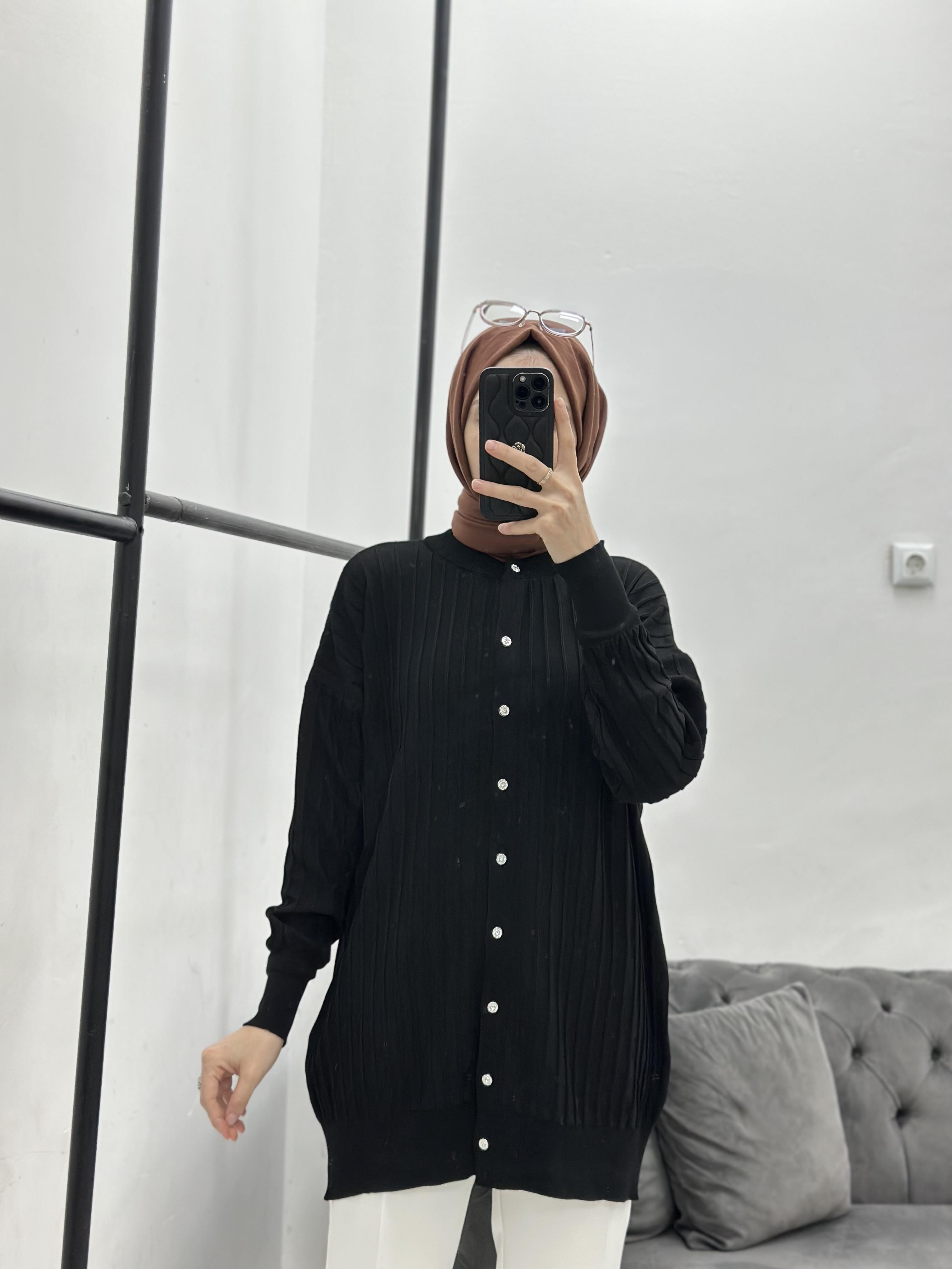 Merserize Hırka Siyah