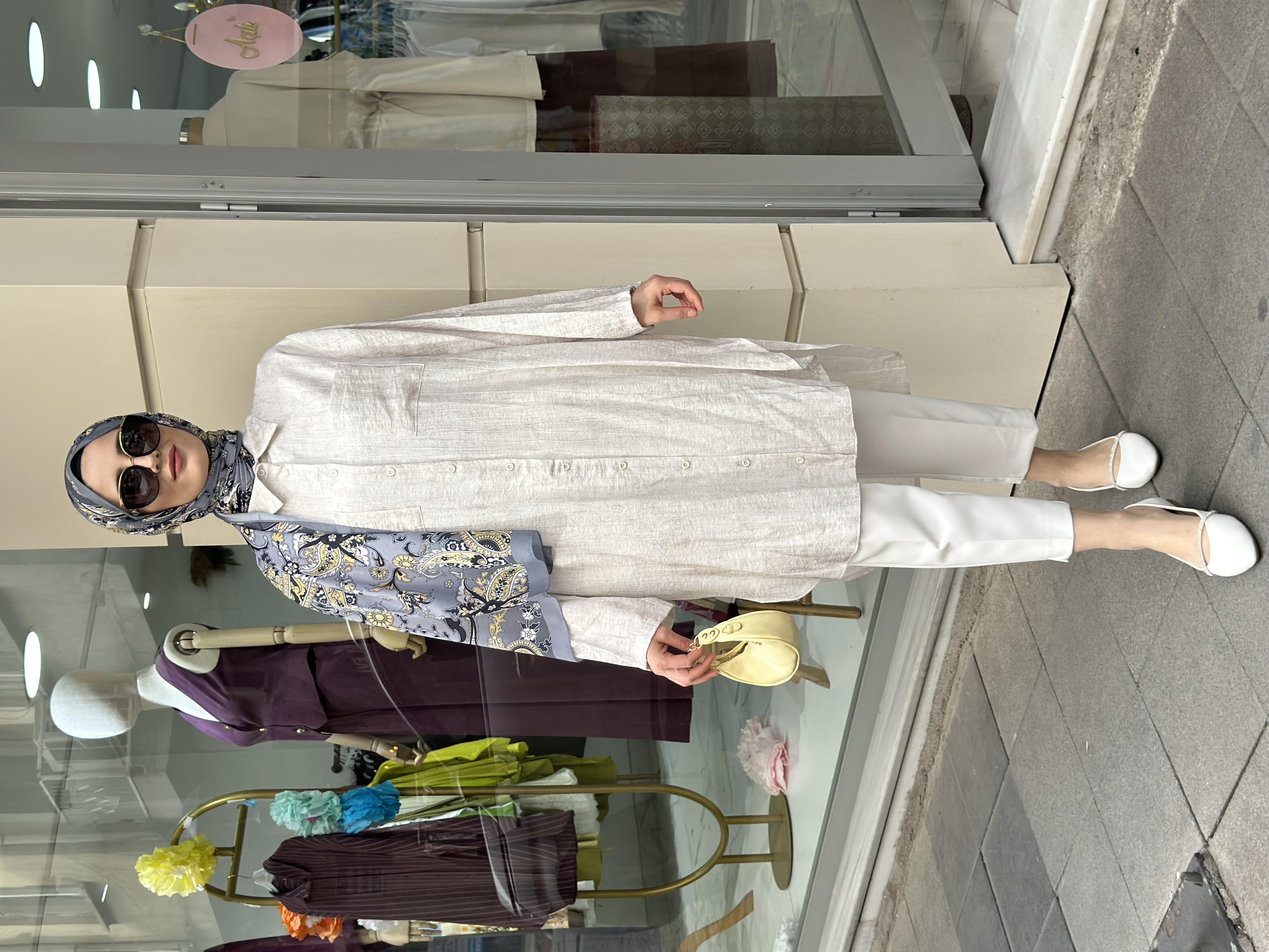 Pamuk Tam Boy Gömlek Taş