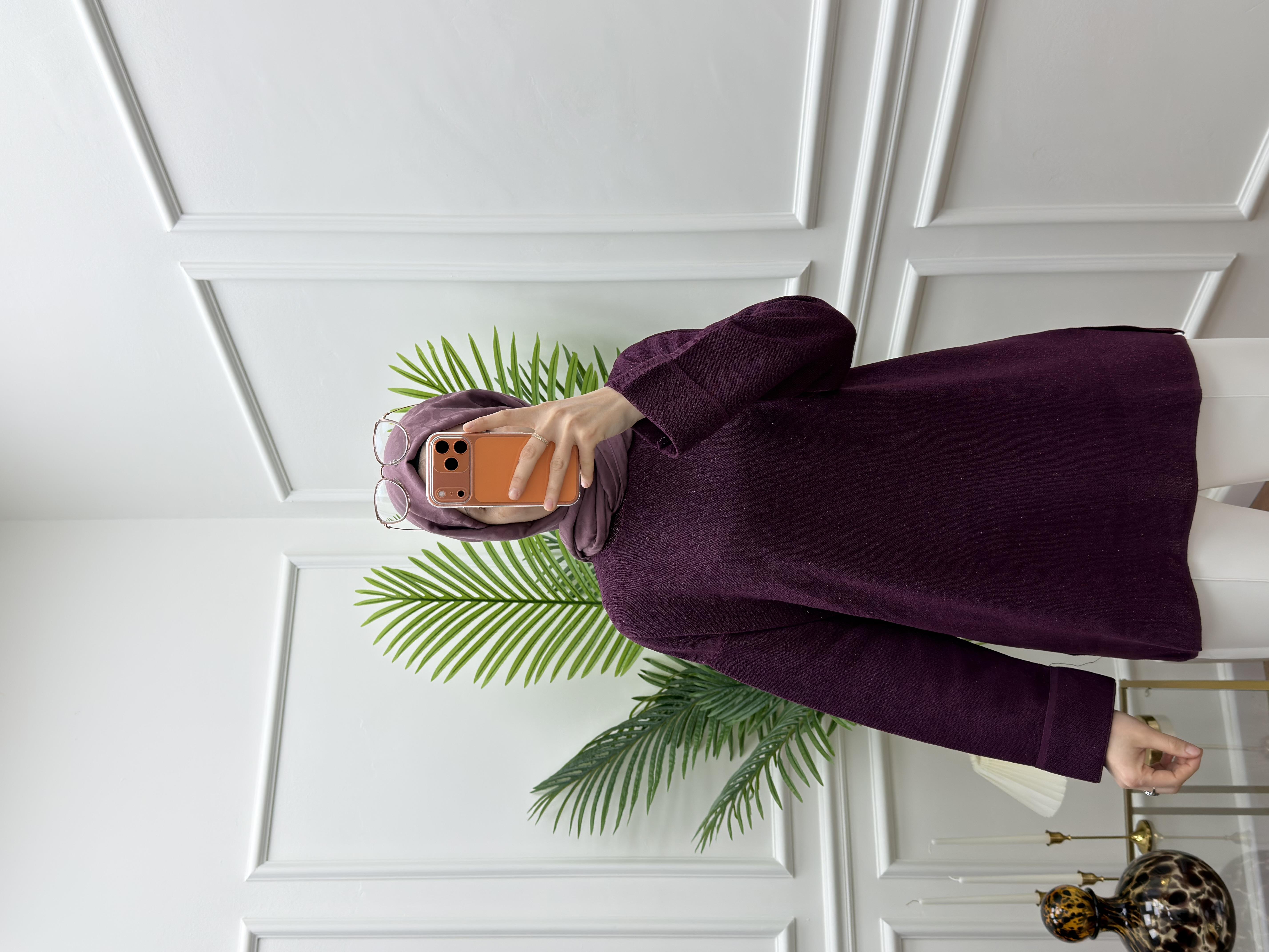 Simli Basic Triko Mürdüm