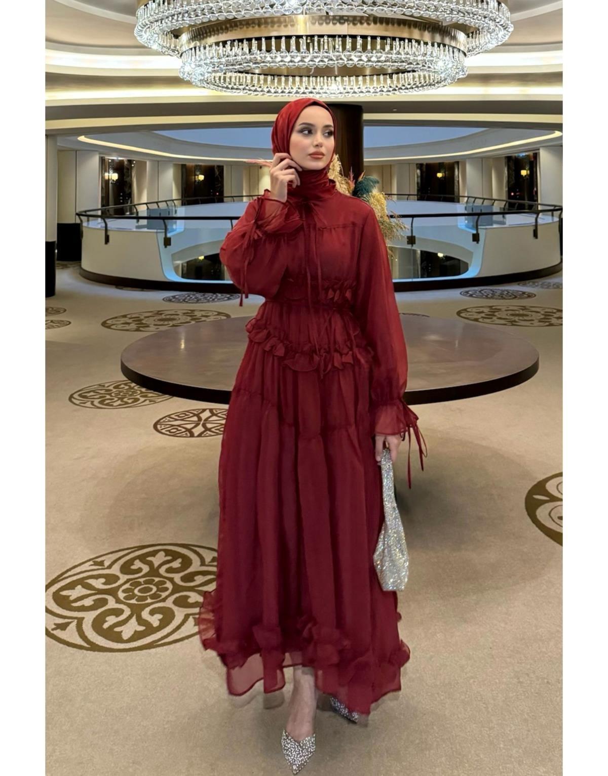 Vintage Elbise Bordo