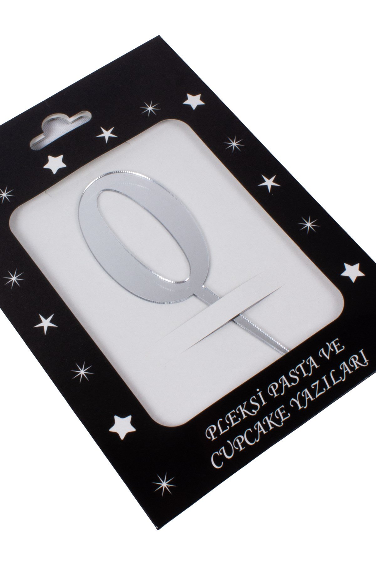 0 Rakam Pasta Üstü Pleksi Yazı Gümüş 12cmPartistST2288