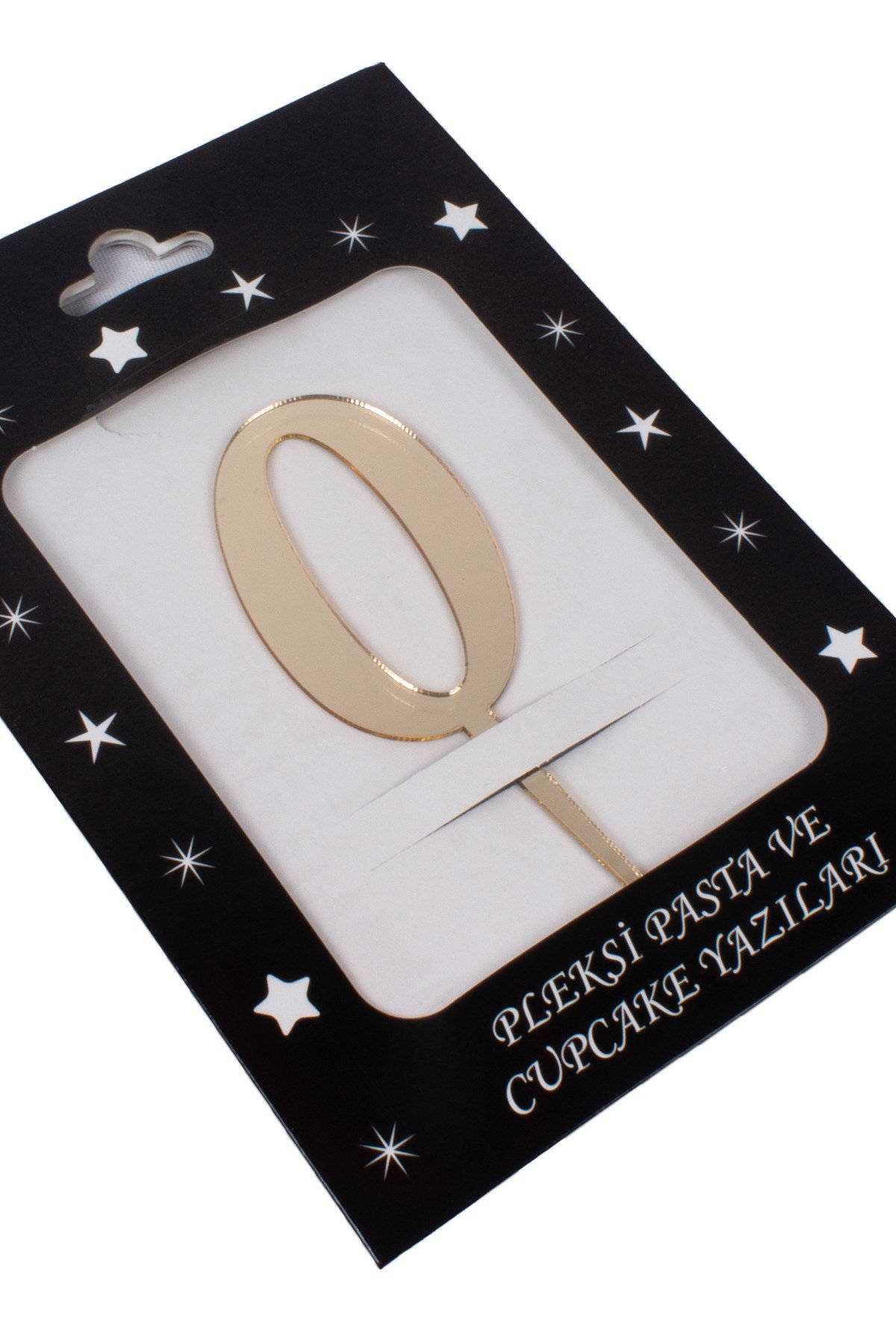 0 Rakam Pasta Üstü Pleksi Yazı Gold 12cmPartistST2287