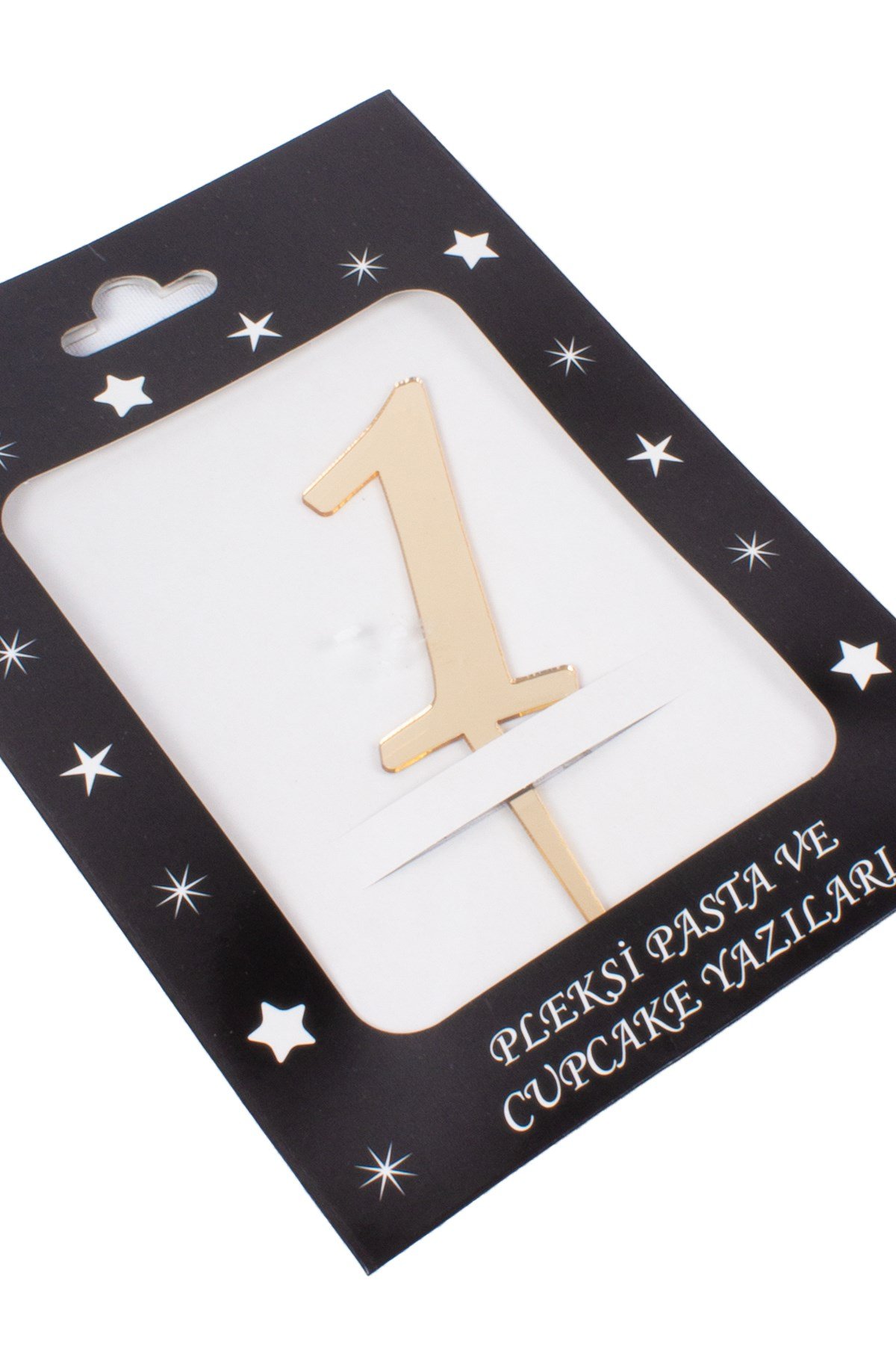 1 Rakam Pasta Üstü Pleksi Yazı Gold 12cmPartistST2289