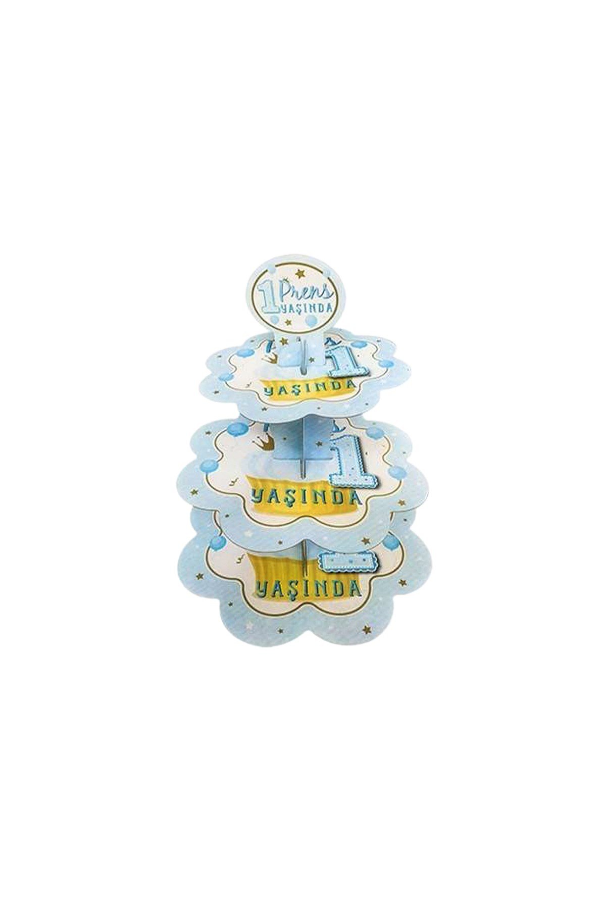 1 Yaş Mavi Kek Standı Karton 3 KatlıPartistPSPST1568