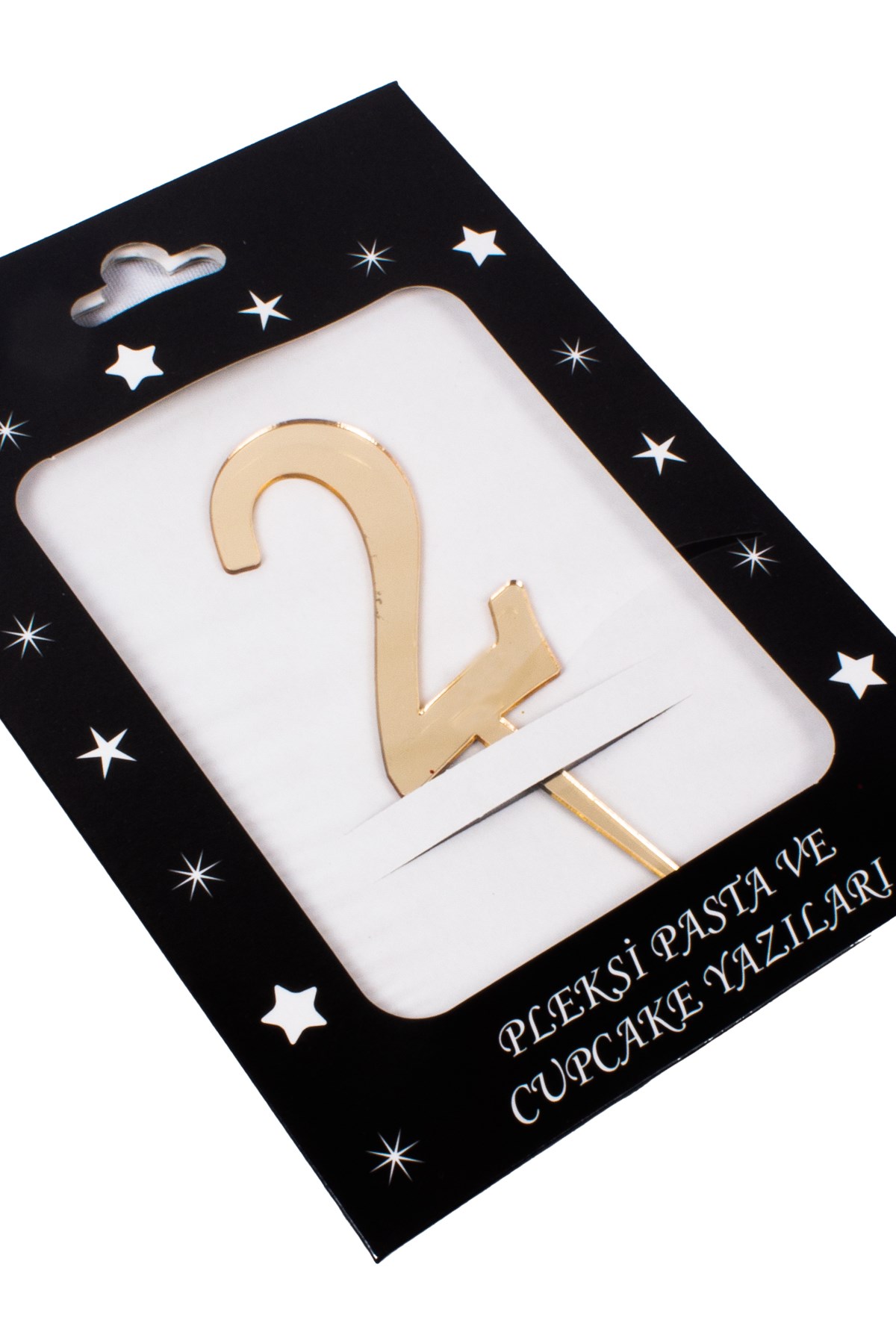 2 Rakam Pasta Üstü Pleksi Yazı Gold 12cmPartistST2291