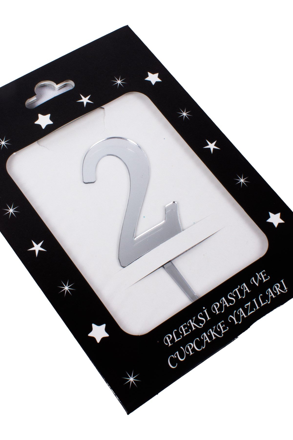 2 Rakam Pasta Üstü Pleksi Yazı Gümüş 12cmPartistST2292