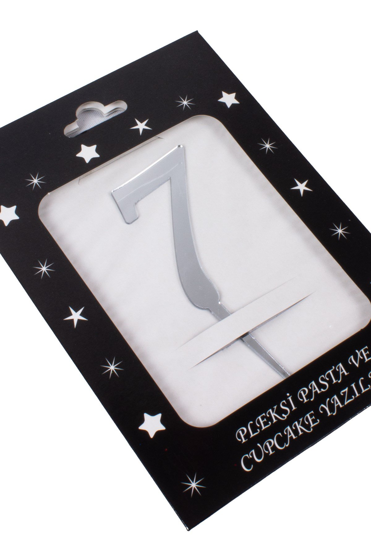 7 Rakam Pasta Üstü Pleksi Yazı Gümüş 12cmPartistST2302